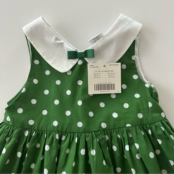 Janie and Jack 12-18 Months Green Polka Dot Dress NWT Spring Summer Easter - Picture 2 of 7